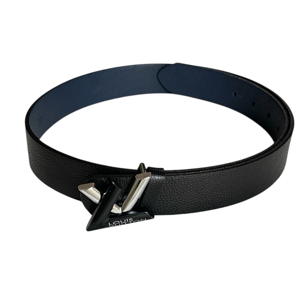 🆕 Louis Vuitton Style Black Epi Leather LV Twist Belt 🆕